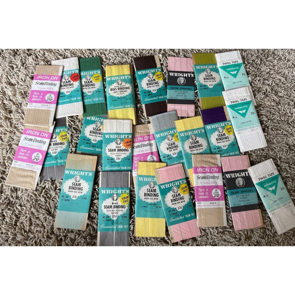 Vintage 24 Packs Of Wrights Vintage Seam Binding